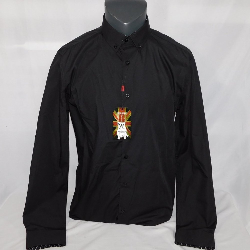 Majesty Black Button Down Shirt Mens L 16-16.5